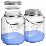 2 Pc 1 Gallon Glass Jar with Metal Screw Lid, Removable Handle & Silicone Cover