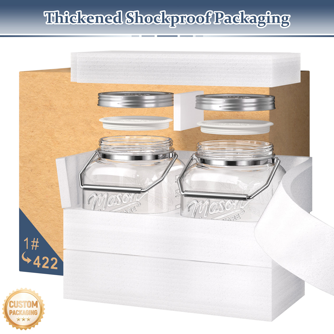 2 Pc 1 Gallon Glass Jar with Metal Screw Lid, Removable Handle & Silicone Cover