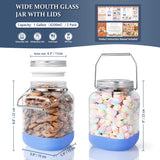 2 Pc 1 Gallon Glass Jar with Metal Screw Lid, Removable Handle & Silicone Cover