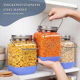 2 Pc 1 Gallon Glass Jar with Metal Screw Lid, Removable Handle & Silicone Cover