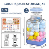 2 Pc 2 Gallon Storage Glass Jar with Tri-Layer Airtight Lid, Non-slip Silicone Sleeve & Removable Handle