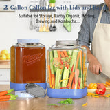 2 Pc 2 Gallon Storage Glass Jar with Tri-Layer Airtight Lid, Non-slip Silicone Sleeve & Removable Handle