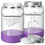 2 Pc 1 Gallon Storage Glass Jar with Airtight Metal Lid, Removable Handle & Silicone Sleeve