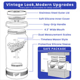 Syntic 2 Pc 1.5 Gallon Glass Jars with Airtight Metal Lid, Removable Handle & Silicone Sleeve