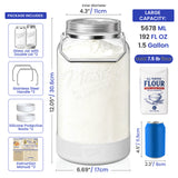 Syntic 2 Pc 1.5 Gallon Glass Jars with Airtight Metal Lid, Removable Handle & Silicone Sleeve