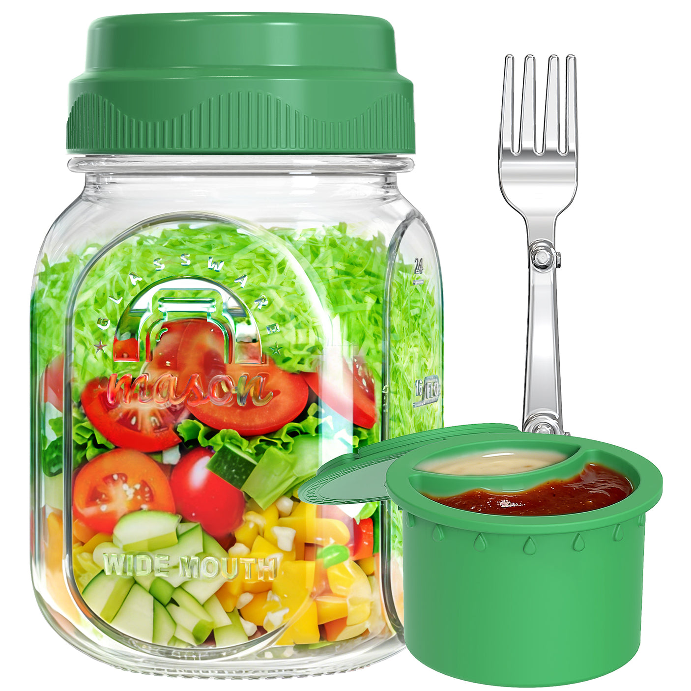 Syntic 32 Oz Customized Food Grade Salad Jar Set