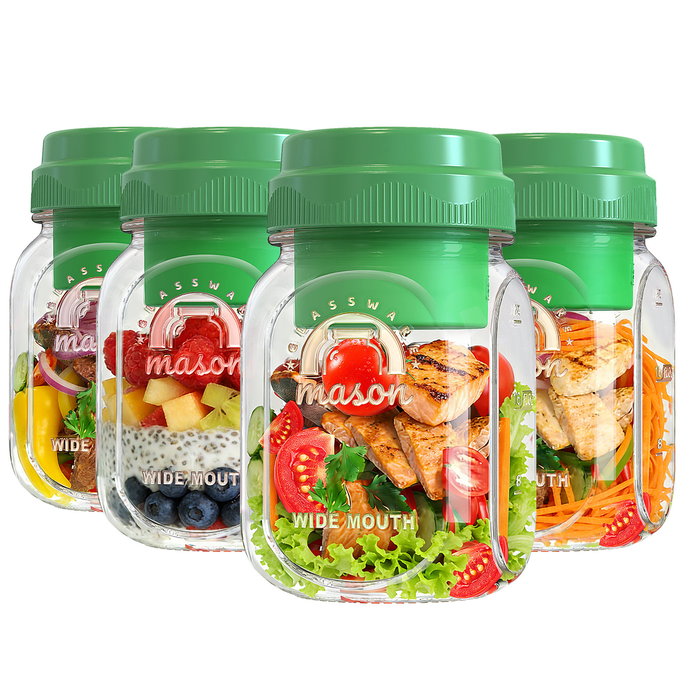 Syntic 32 Oz Customized Food Grade Salad Jar Set