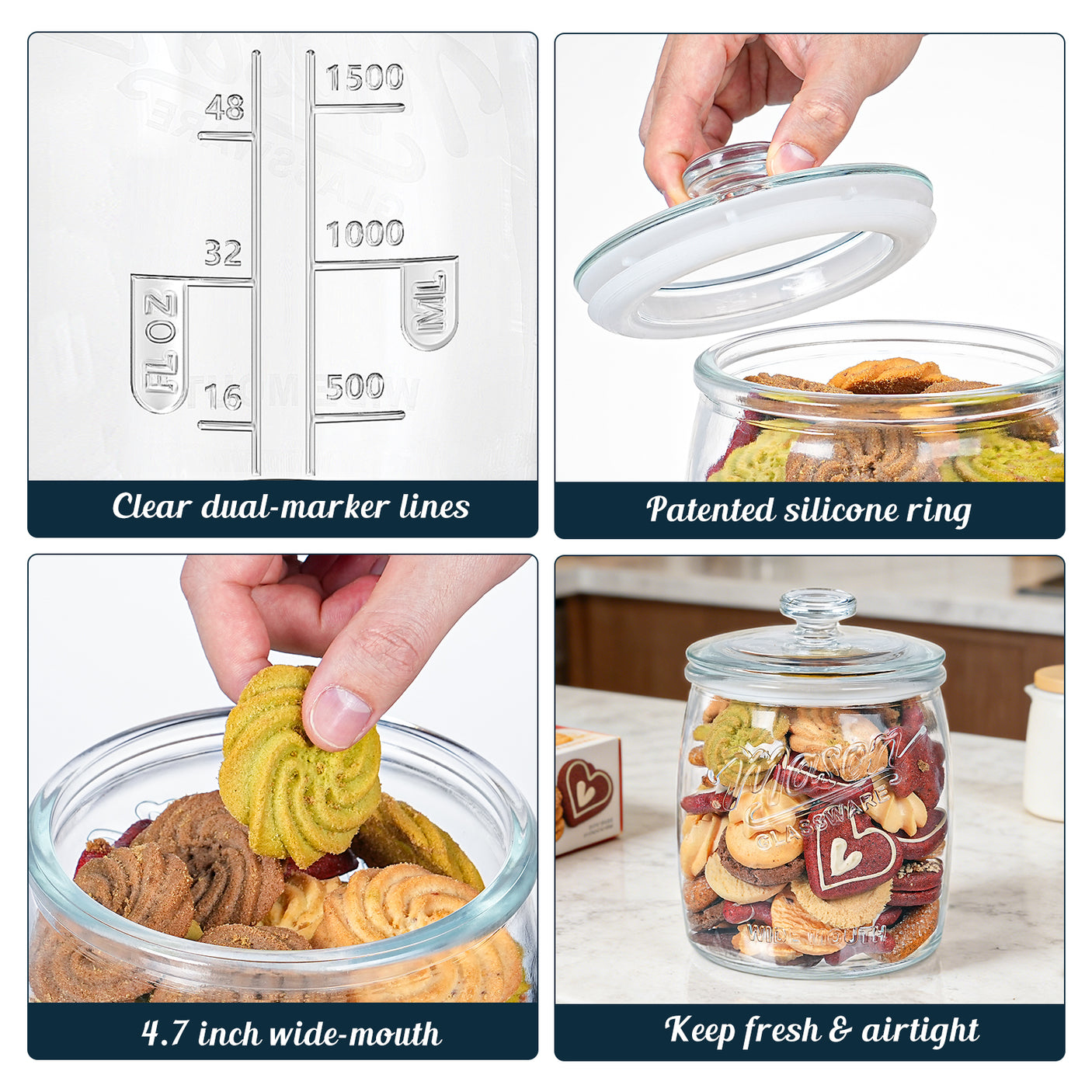 2 Pcs 0.5 Gallon Super Wide Mouth Mason Jar with Airtight Glass Lid