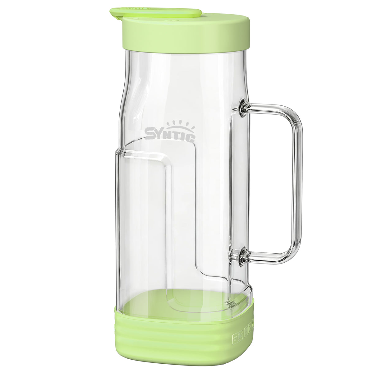 Syntic 2L Glass Pitcher with Glass Handle, Silicone Base & Dual-Pour Design Lid