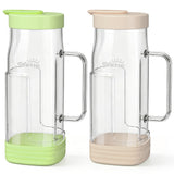 Syntic 2L Glass Pitcher with Glass Handle, Silicone Base & Dual-Pour Design Lid