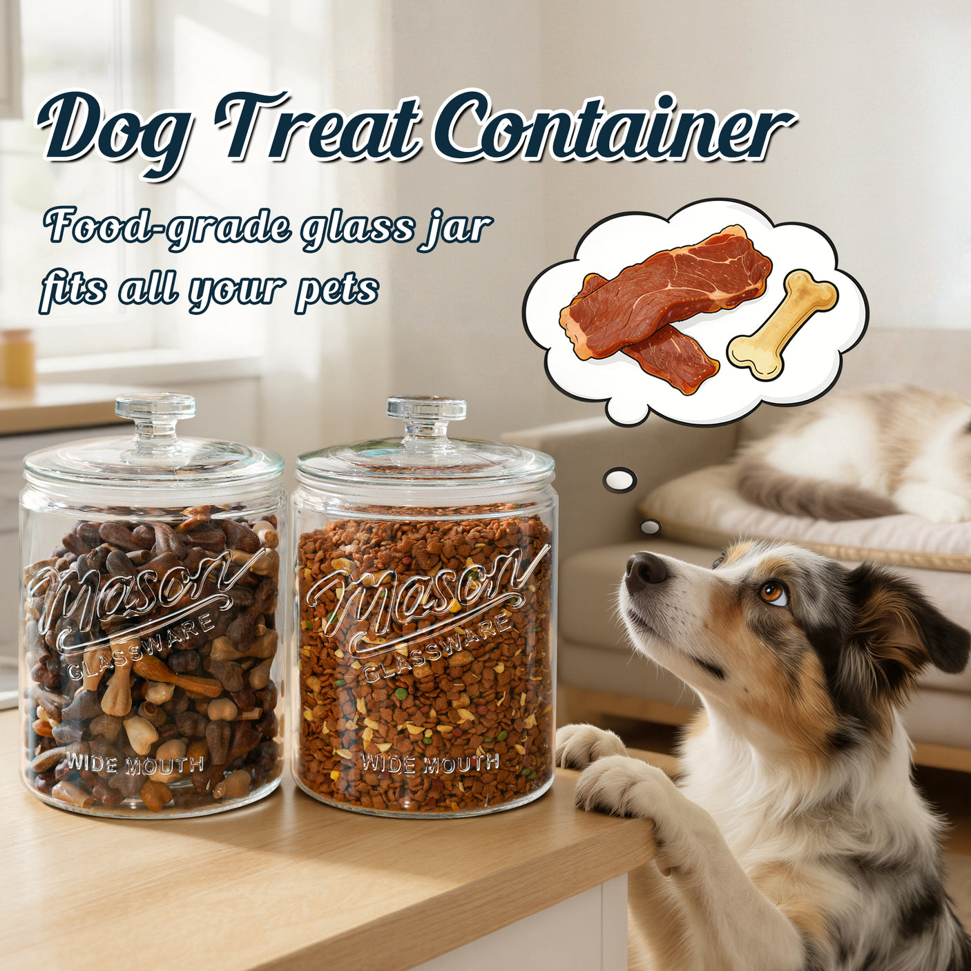 1 Pc 1 Gallon Glass Mason Cookie Jar with Glass Lid