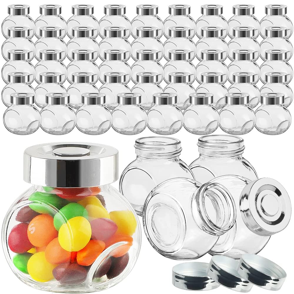 49 Pcs 1.5 oz Mini Small Glass Favor Jars with Lids