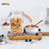 Syntic 4 Pcs 50 oz Glass Jar Containers with Airtight Lids&Labels for Household or Kitchen