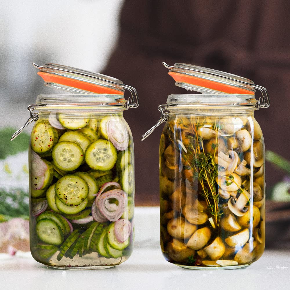 4 Pcs 50 oz Glass Jars with Airtight Lids&Chalkboard Labels