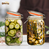 Syntic 4 Pcs 50 oz Glass Jar Containers with Airtight Lids&Labels for Household or Kitchen