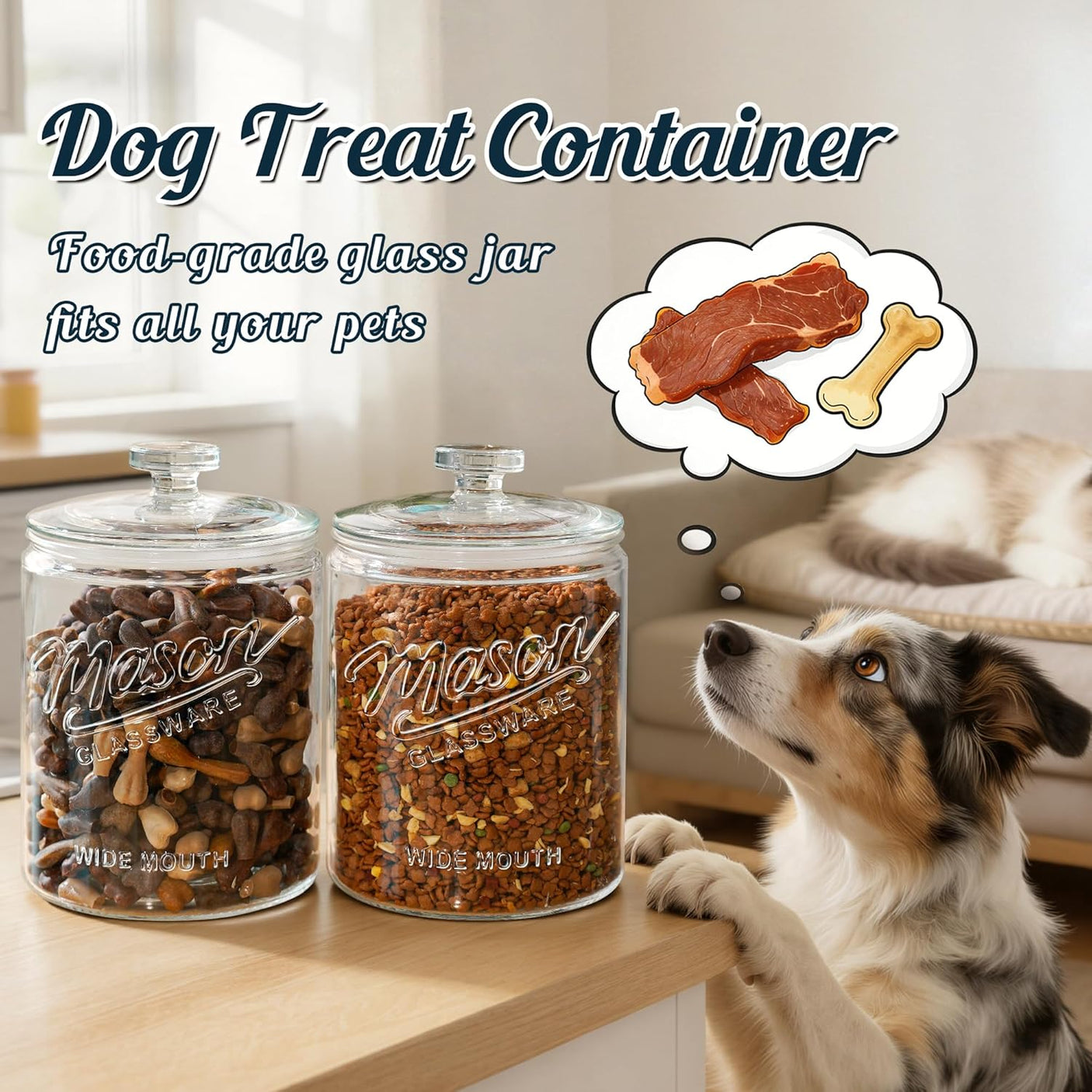 2 Pc 1 Gallon Cylindrical Glass Mason Jar with Glass Lid