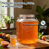 2 Pc 1 Gallon Square Mason Jar with Silicone Anti-slip Cover & Airtight Lid, Steel Removable Handle