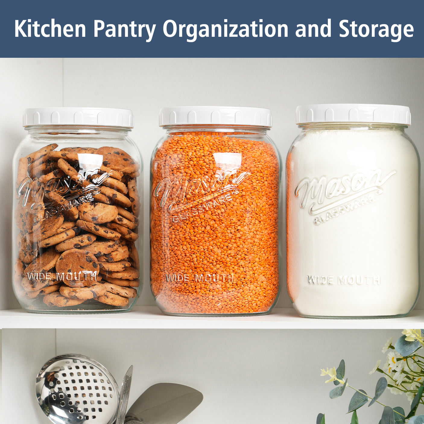 2 Pcs 1 Gallon Super Large Mason Jar with Airtight Screw Lid