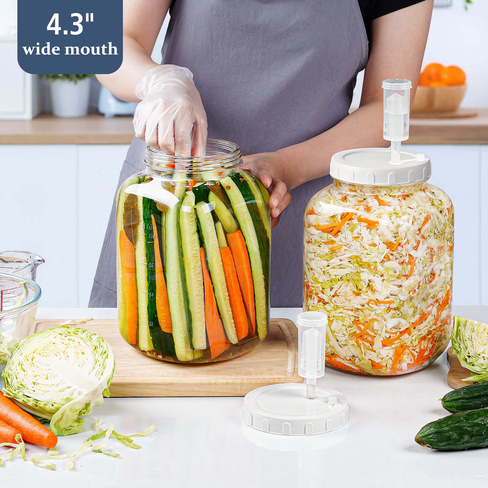 Syntic 2 Pcs 1.5 Gallon Super Large Fermentation Jars with 2 Airtight