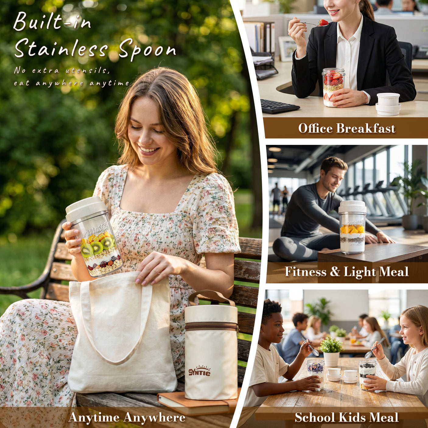 Syntic 21 Oz Customized Overnight Oats Mason Jar