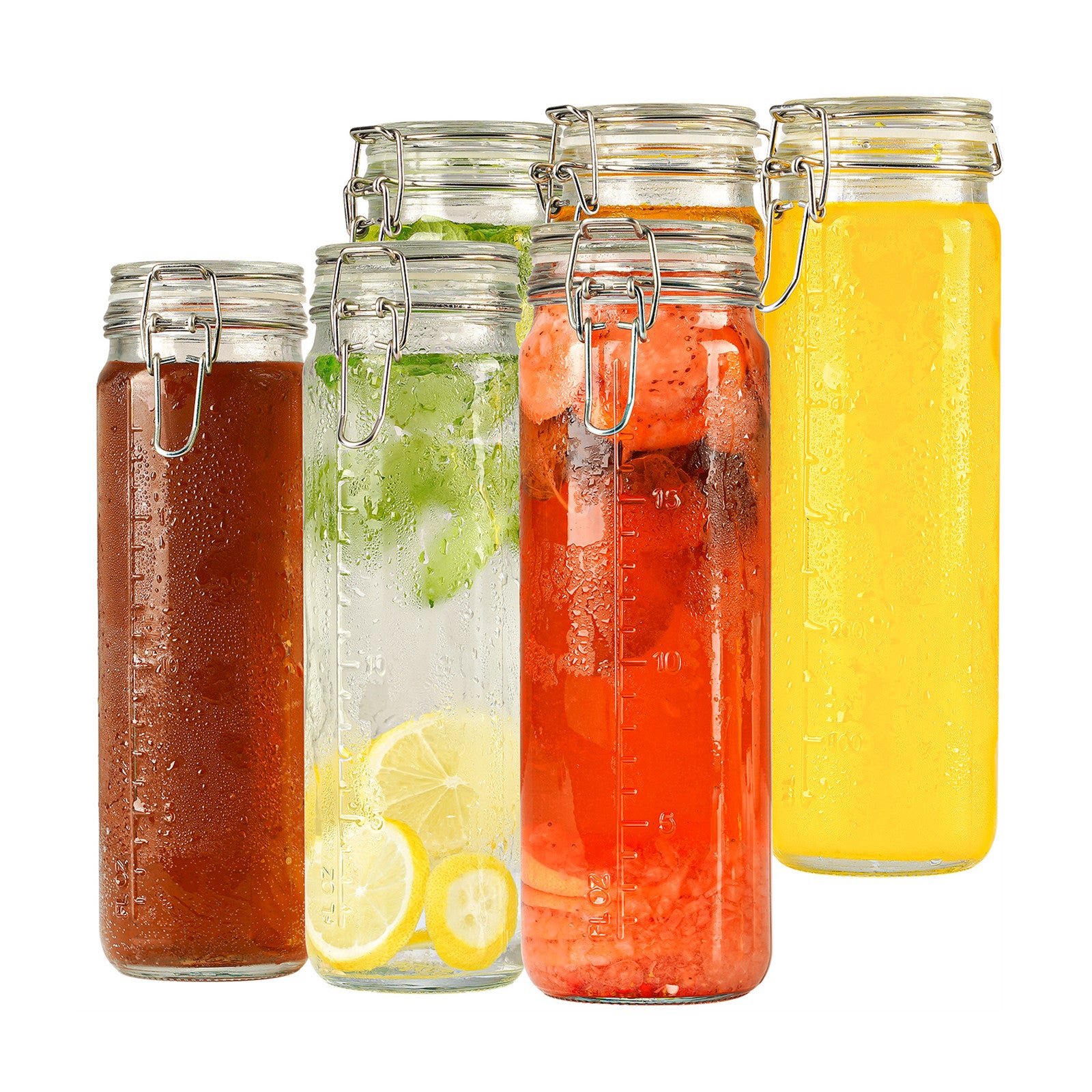 6 Pcs 20 oz Tall Glass Jars with Airtight Lids