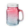 2 Pcs 16 Oz Colored Mason Jar with Glass Handle & Metal Screw Lid & Glass Straw