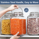 2 Pc 1.5 Gallon Glass Jars with 100% Airtight Clipped Glass Lid