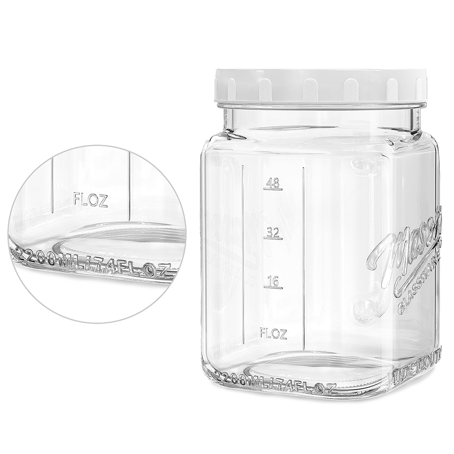 1 Pc 74 Oz Super Large Mason Jar With Glass Handle & Screw Lid