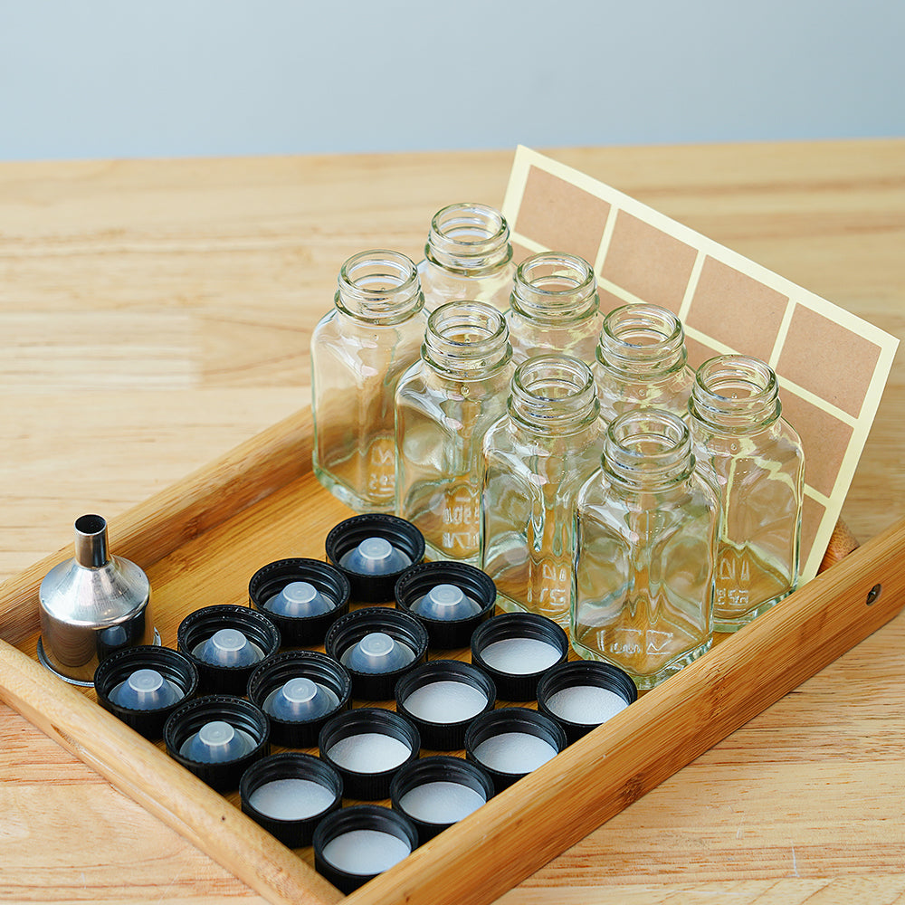 8 Pcs 2 oz Glass Bottles & Jars with Airtight Caps