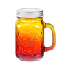 2 Pcs 16 Oz Colored Mason Jar with Glass Handle & Metal Screw Lid & Glass Straw