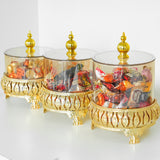 Medieval Vintage Style Golden Glass Storage Jar with Metal Stand