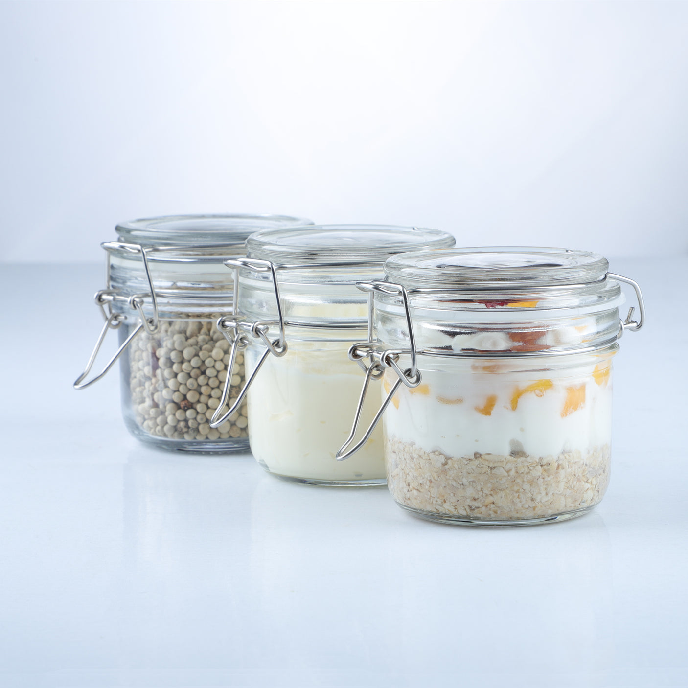 12 Pcs 7 oz Glass Jars with Airtight Hinged Glass Lids