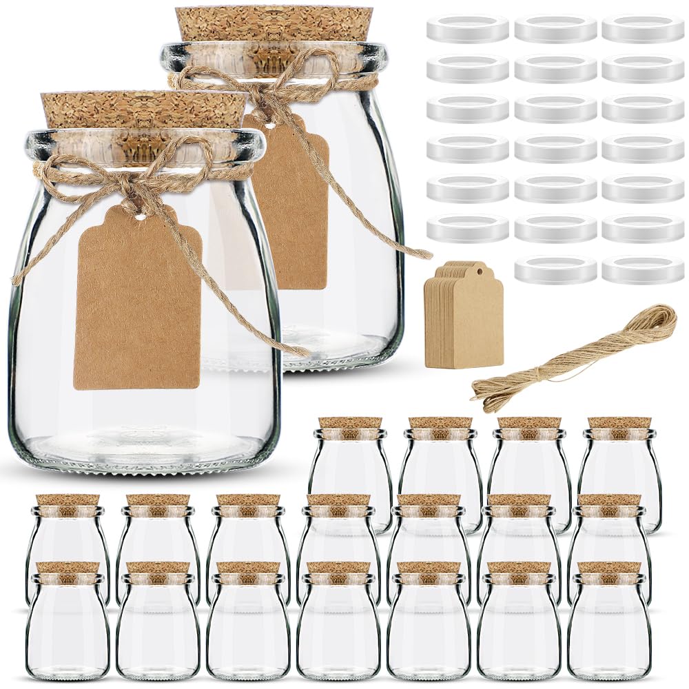 20 Pcs 7 oz Glass Jars with Cork Lids