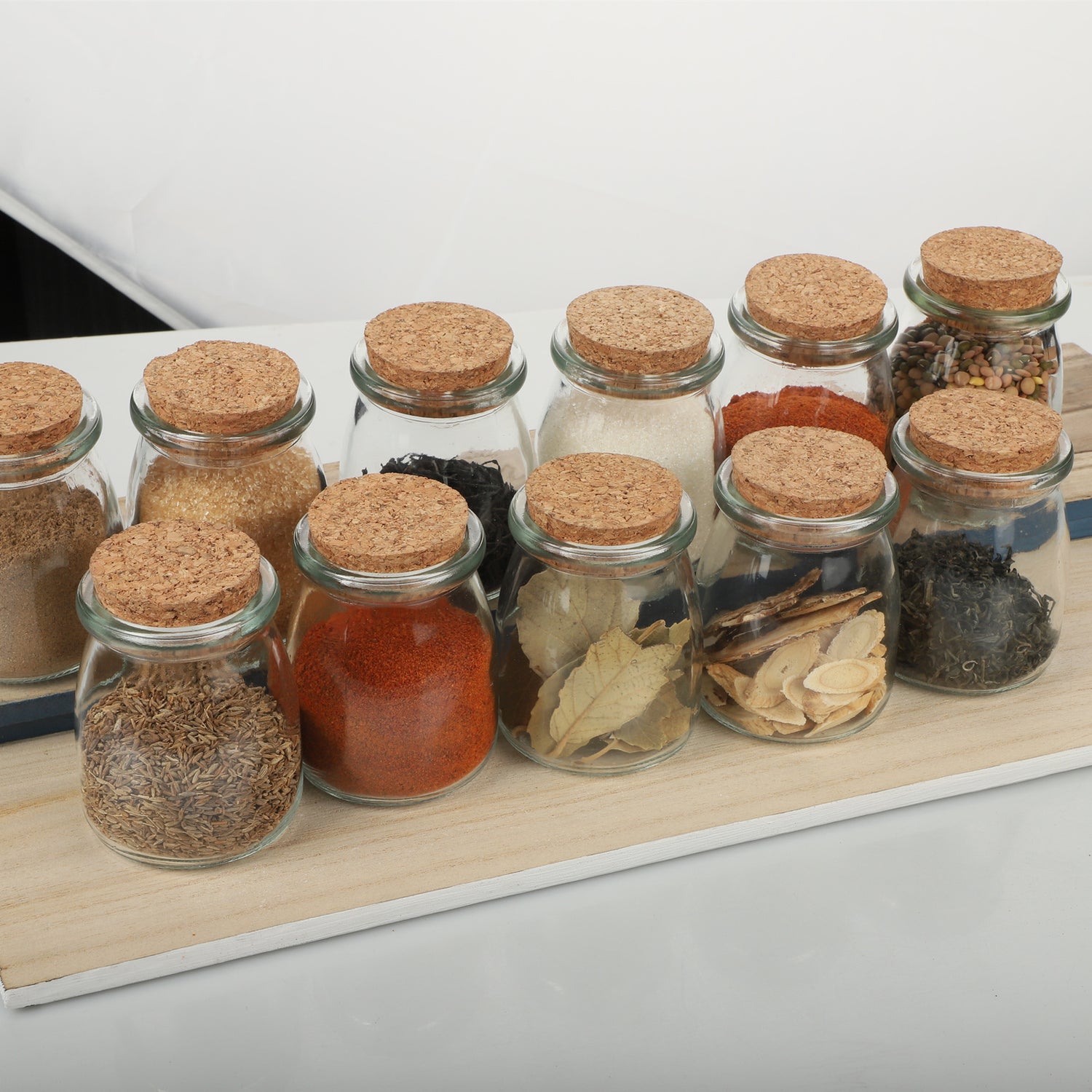 20 Pcs 7 oz Glass Spice Jars with Cork Lids