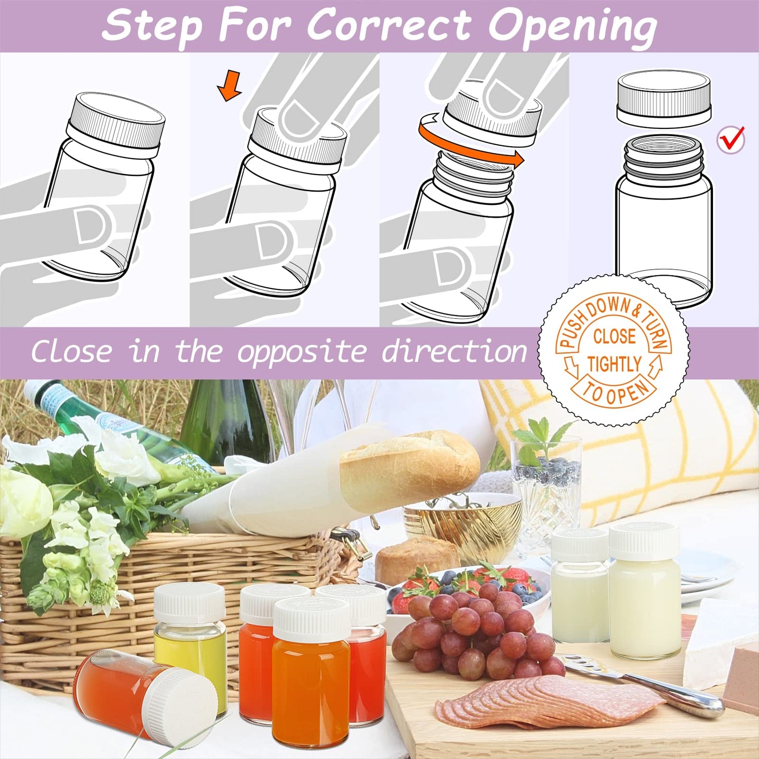 8 Pcs 2.5 Oz Glass Bottles & Jars with Sealed Press Screw Caps