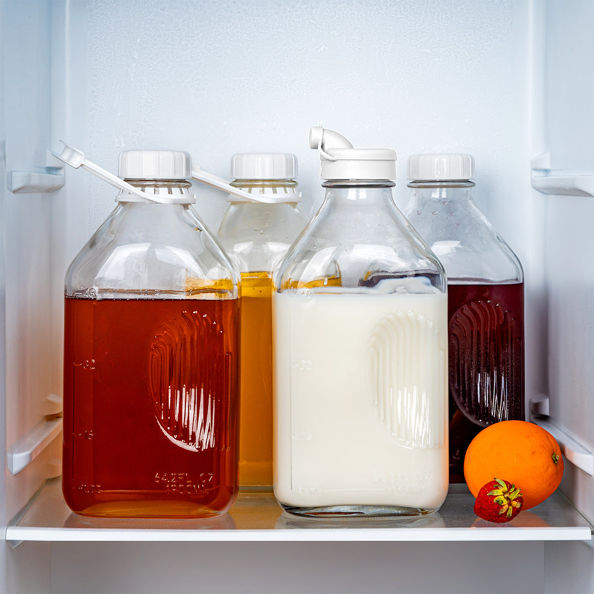 64 Oz Glass Bottle & Jar with Airtight Screw Lid & Pour Spout