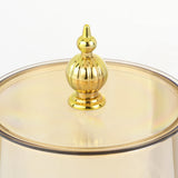 Medieval Vintage Style Golden Glass Storage Jar with Metal Stand