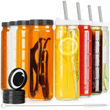 6 Pcs 16 & 20 Oz Glass Bottles with 6 Straws and 8 Screw Lids