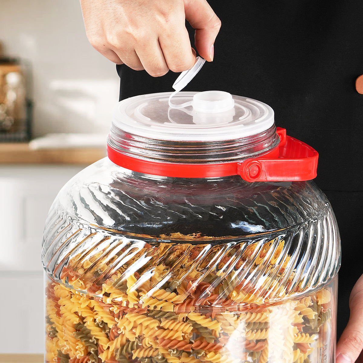 Super Large 4 Gallon Wide Mouth Glass Jar with Lid, Handle