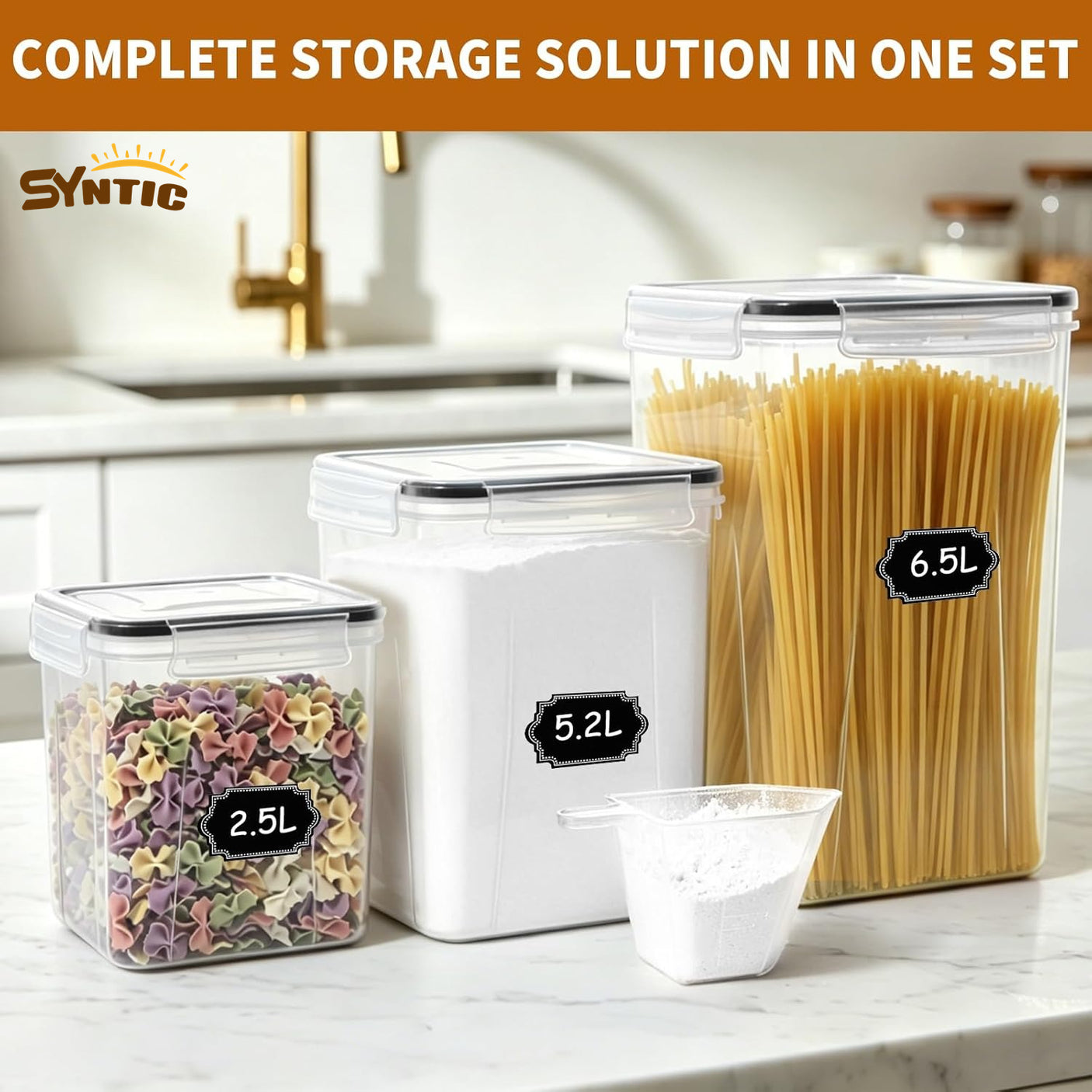 Syntic 10 Pc Food Storage Containers with Lids for Kitchen Pantry Organization