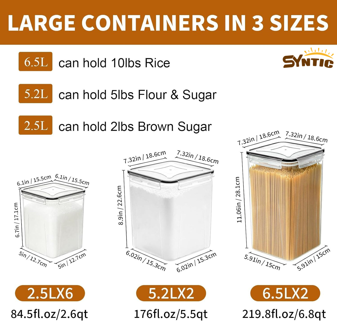 Syntic 10 Pc Food Storage Containers with Lids for Kitchen Pantry Organization