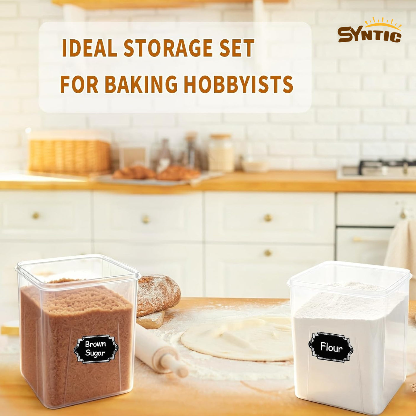 Syntic 10 Pc Food Storage Containers with Lids for Kitchen Pantry Organization