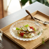 2 Pcs 8" Stylish Glass Plate with Beautiful Floral Carving