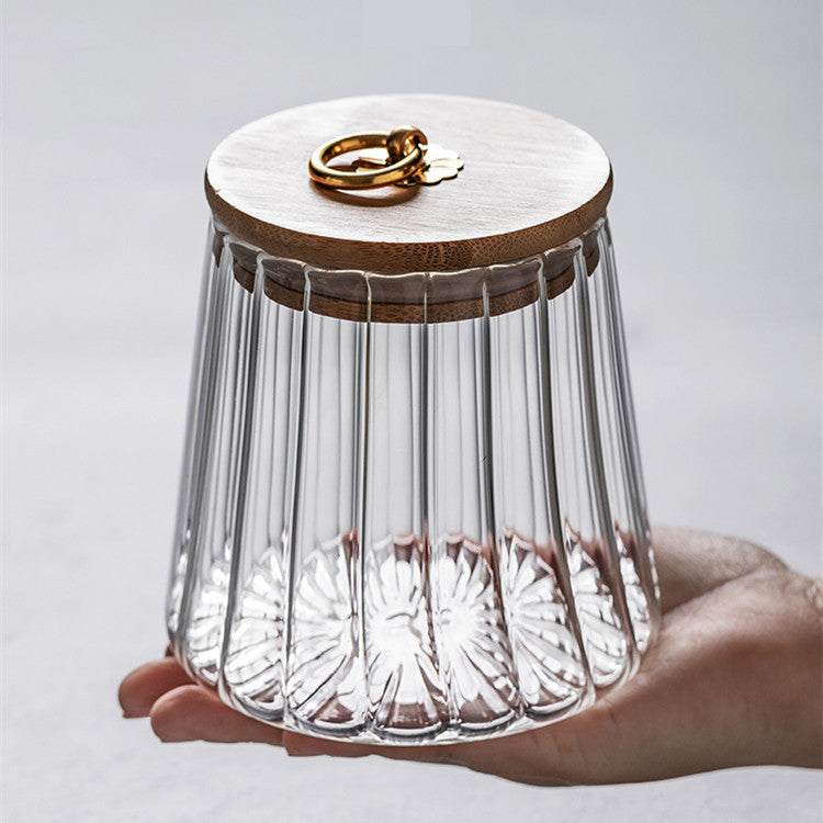 High Expansion Coefficient Stripe Jar with Silicone Gasket Bamboo Lid & Metal Ring