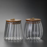 High Expansion Coefficient Stripe Jar with Silicone Gasket Bamboo Lid & Metal Ring