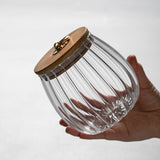 High Expansion Coefficient Stripe Jar with Silicone Gasket Bamboo Lid & Metal Ring