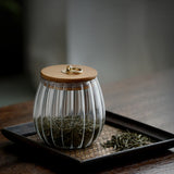 High Expansion Coefficient Stripe Jar with Silicone Gasket Bamboo Lid & Metal Ring