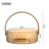 Multipurpose Glass Storage Basket with Bamboo Handle