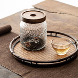 Handmade Plum Flower Glass Jar with Wooden Lid