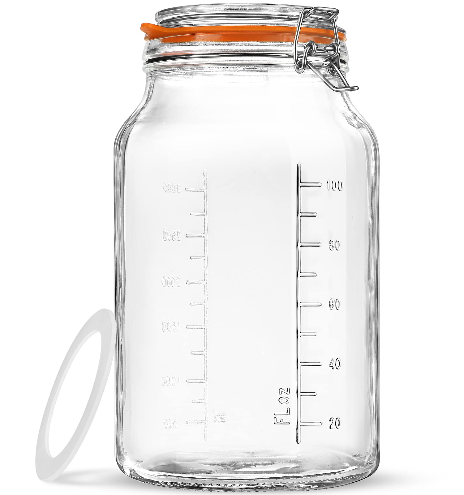 1 Gallon Super Wide Round Mouth Glass Jar(Extra Silicone Gasket)